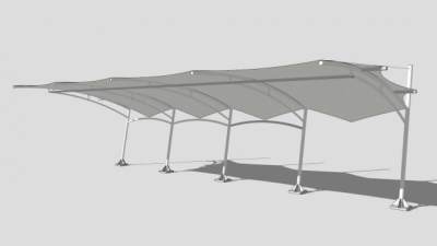 白色停车张拉膜结构SU模型下载_sketchup草图大师SKP模型