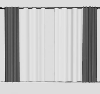 杆式布艺窗帘SU模型下载_sketchup草图大师SKP模型