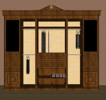 欧式木质衣柜子家具SU模型下载_sketchup草图大师SKP模型