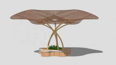 橘红色景观植物张拉膜SU模型下载_sketchup草图大师SKP模型