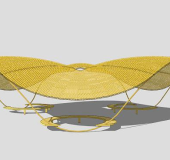 黄色景观张拉膜棚SU模型下载_sketchup草图大师SKP模型