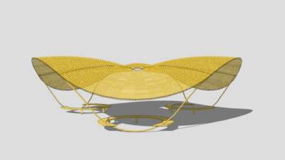 黄色景观张拉膜棚SU模型下载_sketchup草图大师SKP模型