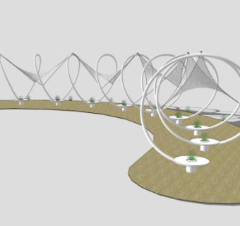 白色创意景观张拉膜SU模型下载_sketchup草图大师SKP模型