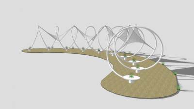 白色创意景观张拉膜SU模型下载_sketchup草图大师SKP模型
