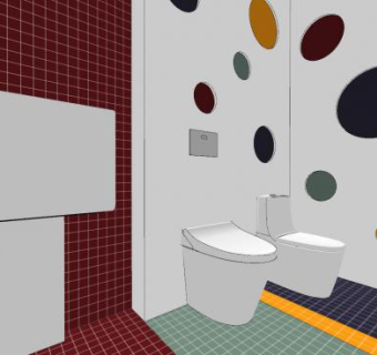 儿童洗手间卫生间厕所空间设计SU模型下载_sketchup草图大师SKP模型