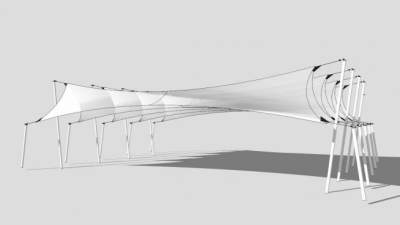 白色景观张拉膜结构SU模型下载_sketchup草图大师SKP模型