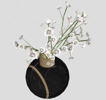 圆形花瓶插花摆件SU模型下载_sketchup草图大师SKP模型