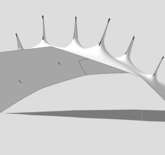 白色创意张拉膜棚SU模型下载_sketchup草图大师SKP模型