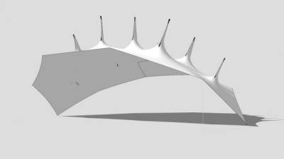 白色创意张拉膜棚SU模型下载_sketchup草图大师SKP模型