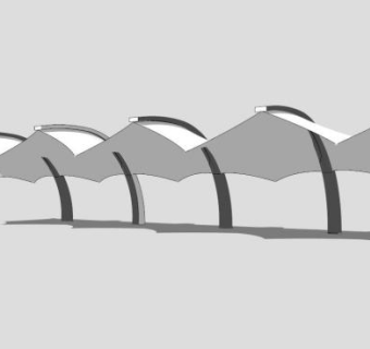 伞形遮阳棚张拉膜SU模型下载_sketchup草图大师SKP模型