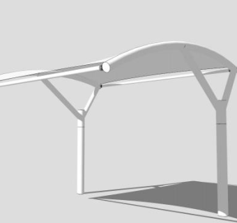 白色索膜结构车棚SU模型下载_sketchup草图大师SKP模型