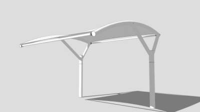 白色索膜结构车棚SU模型下载_sketchup草图大师SKP模型