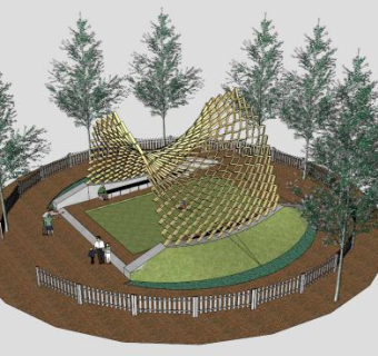 现代景观张拉膜棚车棚SU模型下载_sketchup草图大师SKP模型