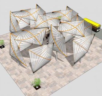 公园景观张拉膜SU模型下载_sketchup草图大师SKP模型