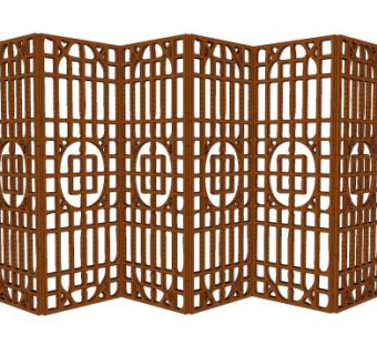 现代中式风屏风SU模型下载_sketchup草图大师SKP模型