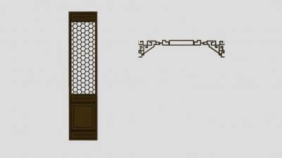 中式蜂巢状镂空屏风SU模型下载_sketchup草图大师SKP模型