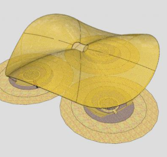 黄色景观张拉膜SU模型下载_sketchup草图大师SKP模型
