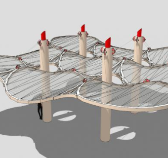 创意景观张拉膜棚SU模型下载_sketchup草图大师SKP模型