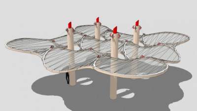 创意景观张拉膜棚SU模型下载_sketchup草图大师SKP模型