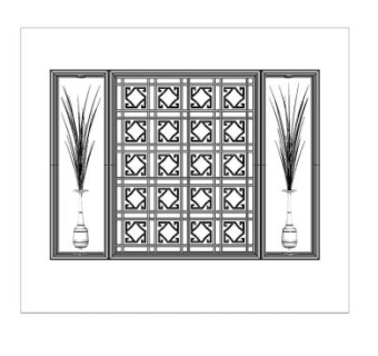 嵌墙式屏风装饰SU模型下载_sketchup草图大师SKP模型