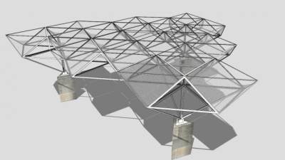 透明张拉膜棚SU模型下载_sketchup草图大师SKP模型