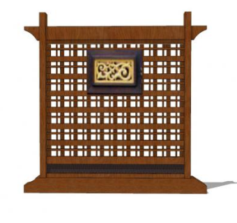 中式实木座屏SU模型下载_sketchup草图大师SKP模型