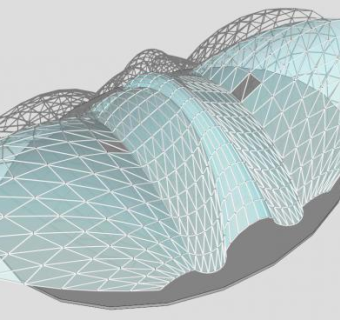 淡蓝色张拉膜结构SU模型下载_sketchup草图大师SKP模型
