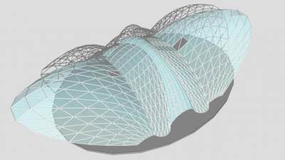 淡蓝色张拉膜结构SU模型下载_sketchup草图大师SKP模型