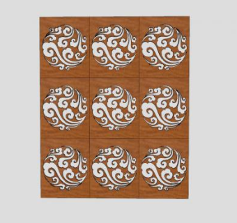 中式镂雕拼接屏风SU模型下载_sketchup草图大师SKP模型