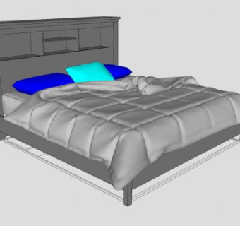 简约床柜床具SU模型下载_sketchup草图大师SKP模型