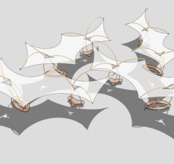 休息区张拉膜遮阳棚SU模型下载_sketchup草图大师SKP模型