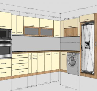转角厨房橱柜及家电SU模型下载_sketchup草图大师SKP模型