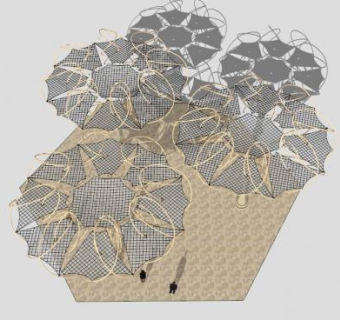 黑色喇叭花张拉膜SU模型下载_sketchup草图大师SKP模型
