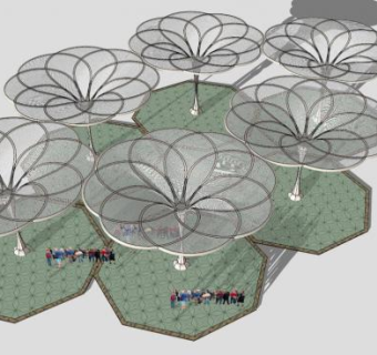 透明花型张拉膜SU模型下载_sketchup草图大师SKP模型