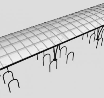 灰色方形张拉膜车棚SU模型下载_sketchup草图大师SKP模型