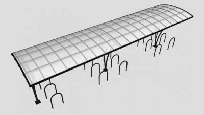 灰色方形张拉膜车棚SU模型下载_sketchup草图大师SKP模型