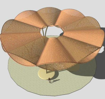 橘色张拉膜棚SU模型下载_sketchup草图大师SKP模型