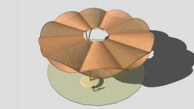 橘色张拉膜棚SU模型下载_sketchup草图大师SKP模型