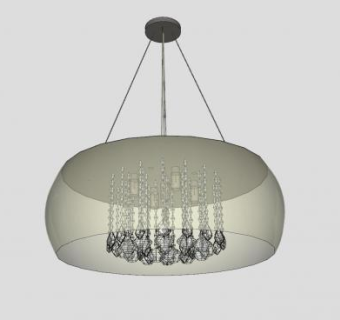 圆形水晶装饰吊灯SKP模型下载_sketchup草图大师SKP模型