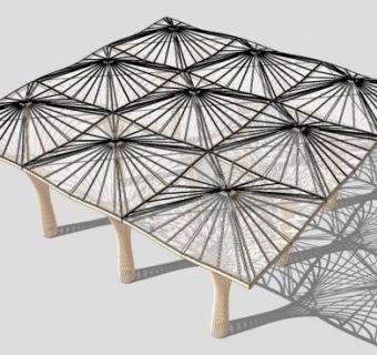 商业街雨棚张拉膜SU模型下载_sketchup草图大师SKP模型