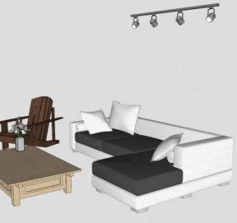 简约风客厅家具SU模型下载_sketchup草图大师SKP模型