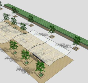 公园张拉膜SU模型下载_sketchup草图大师SKP模型