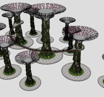 植物园创意花架SU模型下载_sketchup草图大师SKP模型