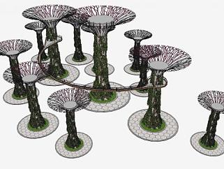 植物园创意花架SU模型下载_sketchup草图大师SKP模型