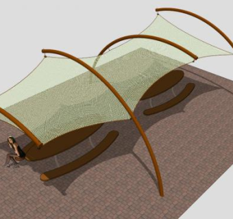 淡绿色公园张拉膜SU模型下载_sketchup草图大师SKP模型