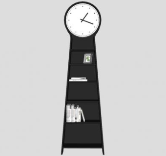 落地钟书柜SU模型下载_sketchup草图大师SKP模型