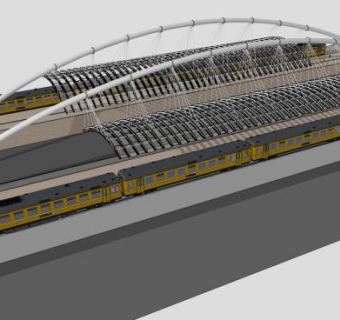 高铁站张拉膜结构SU模型下载_sketchup草图大师SKP模型