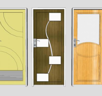 三扇室内门SU模型下载_sketchup草图大师SKP模型