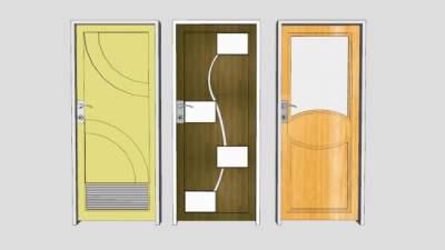 三扇室内门SU模型下载_sketchup草图大师SKP模型