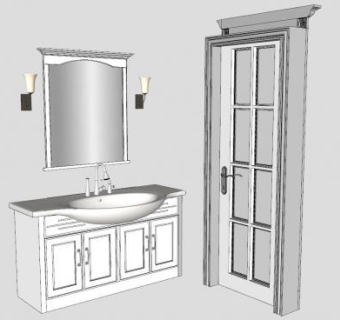 欧式室内门和卫浴柜SU模型下载_sketchup草图大师SKP模型